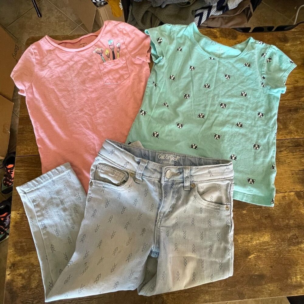Girls Sz 5 Outfit Lot 3 Pc Bundle Blouse Jeans Play Wear Clothes Afterschool